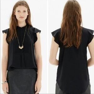 NEW Madewell Silk Shirtfront Top Sleevless Black Sz 2 Small